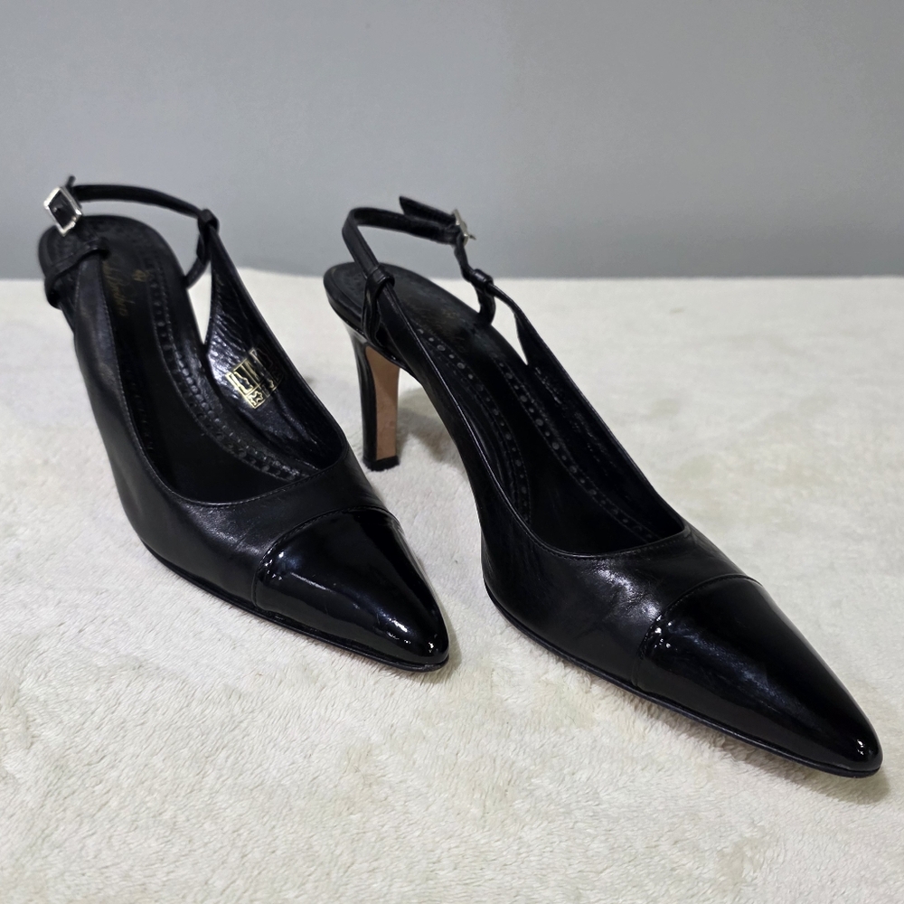 Brooks Brothers Made In Italy Slingback Heel Patent Leather Closed Pointed Toe.
